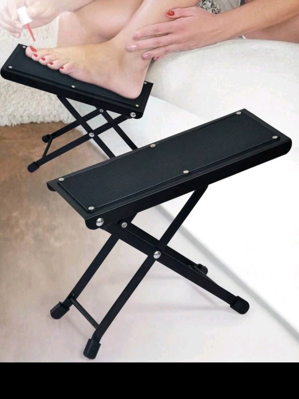 Portable Pedicure Footrest Stool - Black